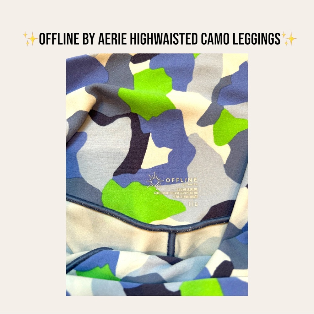 ✨OFFLINE by Aerie Highwaisted Neon Camo Leggings. Size Large✨ - Picture 5 of 7